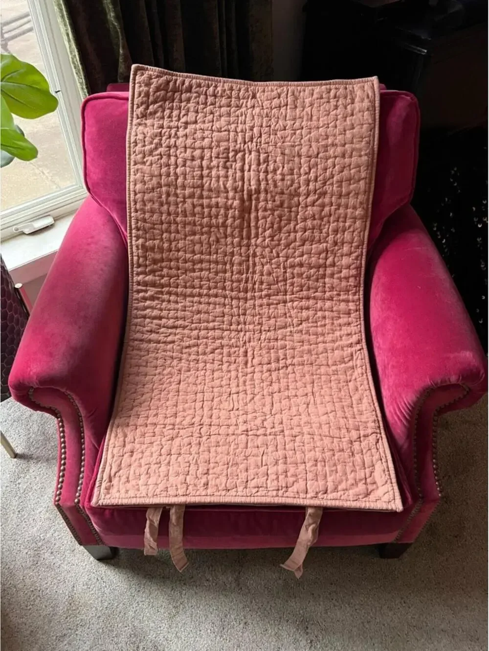 Pottery Barn Pickstitch King Pillow Sham Cotton Linen BRICK GREAT Condition